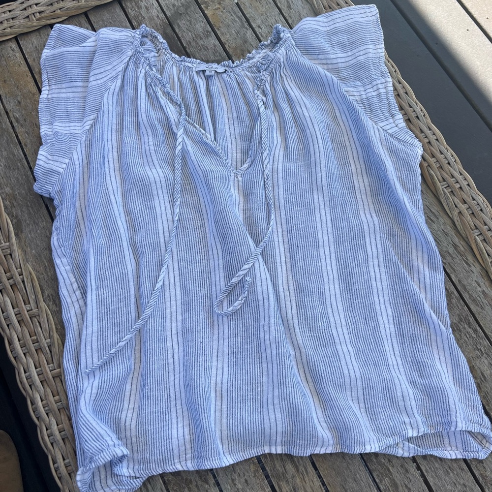 Rails Blue and White Striped Top